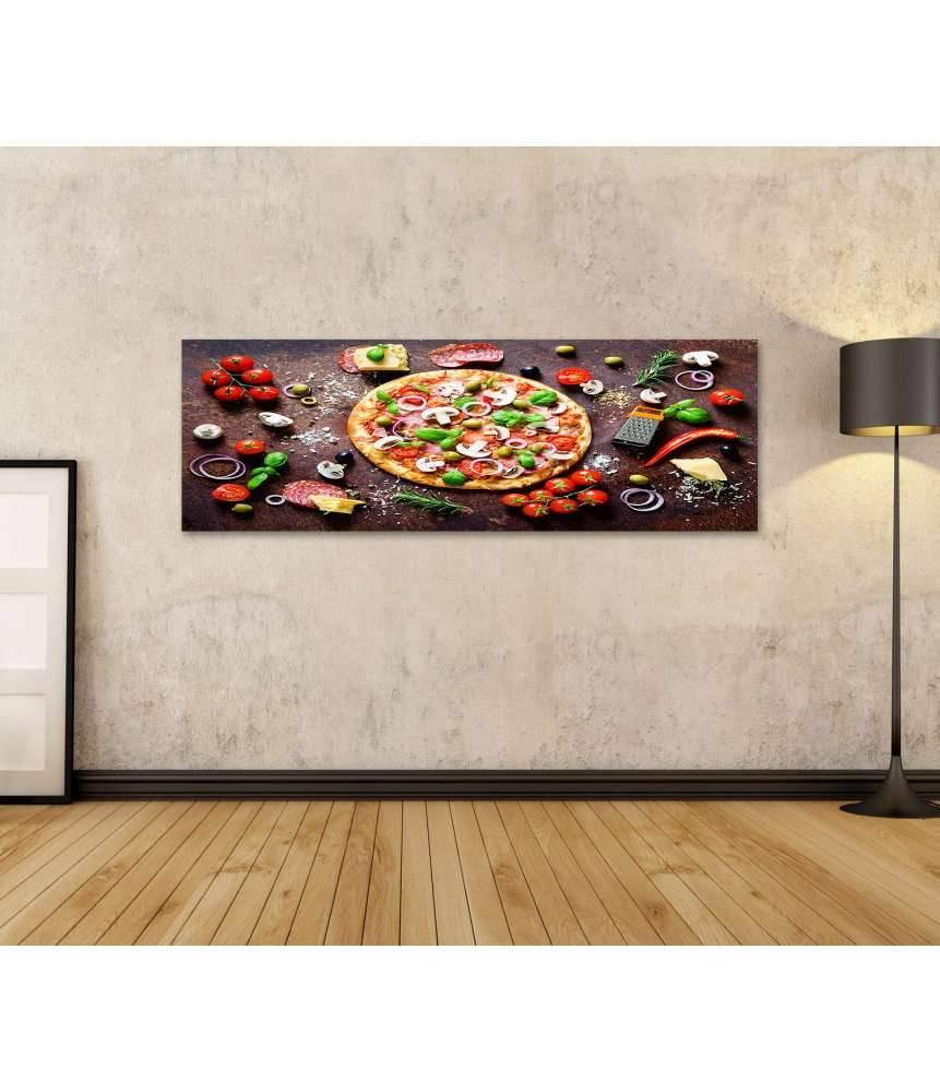 Islandburner Bild auf Leinwand Köstliche italienische Pizza mit Pilzen und Gewürzen als Wandbild Top Angebot