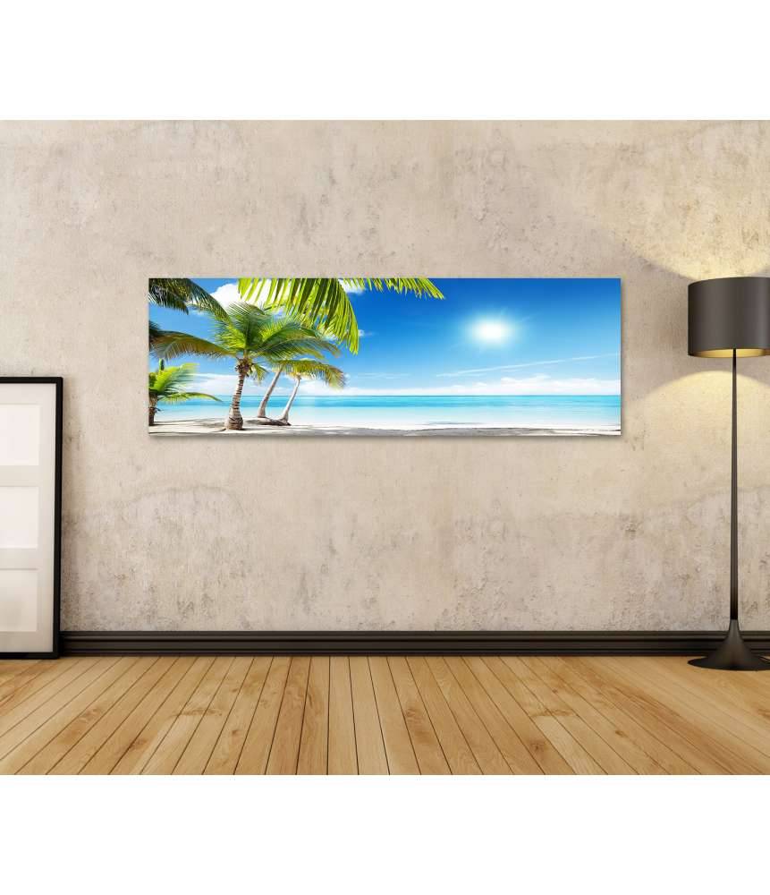Islandburner Bild auf Leinwand Karibischer Strand mit Palmen am azurblauen Meer Blitzangebot
