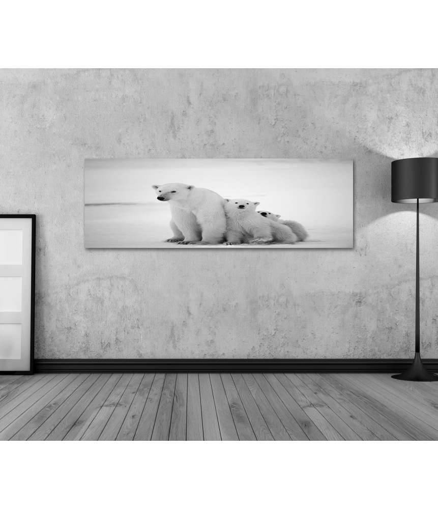 Islandburner Bild auf Leinwand Eisbär-Mutter mit Jungen in der eisigen Arktis - Polarbär Wandbild Große Rabatte