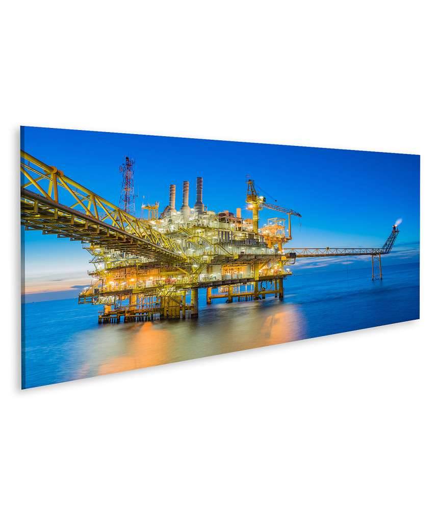 Islandburner Bild auf Leinwand Ölbohrplattform inmitten des weiten Meeres auf Wandbild dargestellt