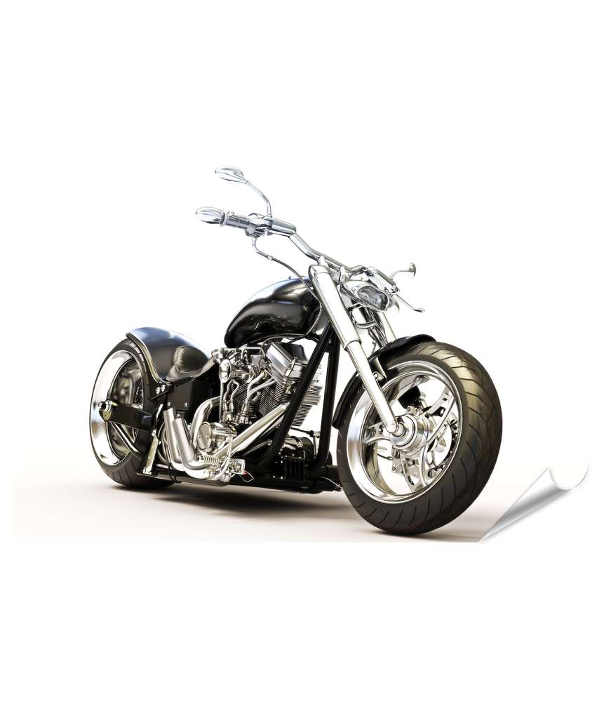 Islandburner Premium Poster Chopper-Motorrad auf reinweißem Hintergrund als Wandbild