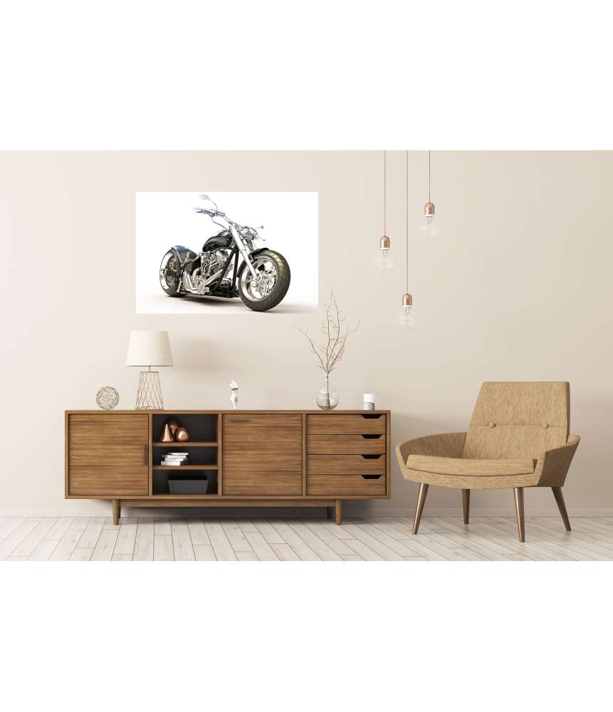 Islandburner Premium Poster Chopper-Motorrad auf reinweißem Hintergrund als Wandbild Räumungsverkauf