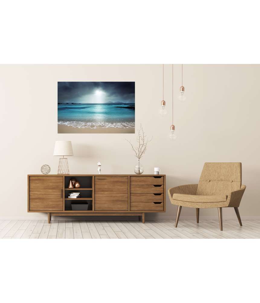 Islandburner Premium Poster Wandbild: Idyllischer Strand auf La Digue Island, Seychellen Riesige Ersparnisse