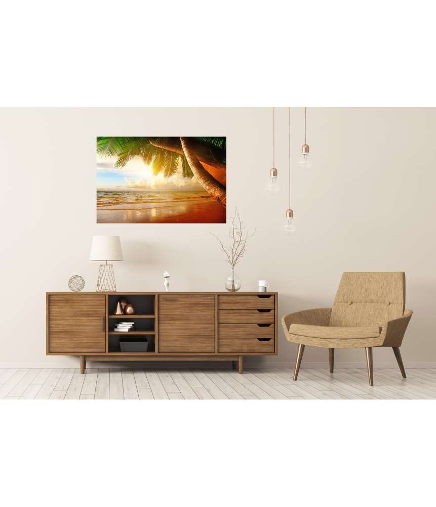 Islandburner Premium Poster Karibischer Sonnenaufgang am Strand VIP-Rabatte