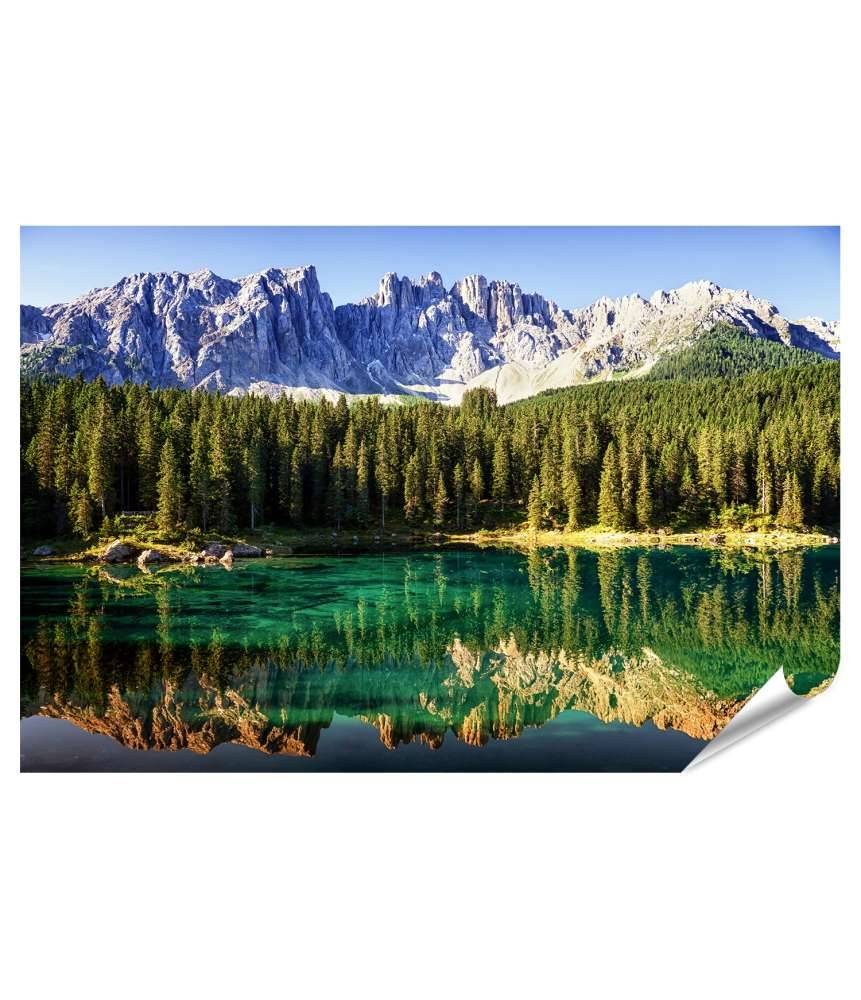 Islandburner Premium Poster Blick auf den malerischen Karersee in den italienischen Dolomiten
