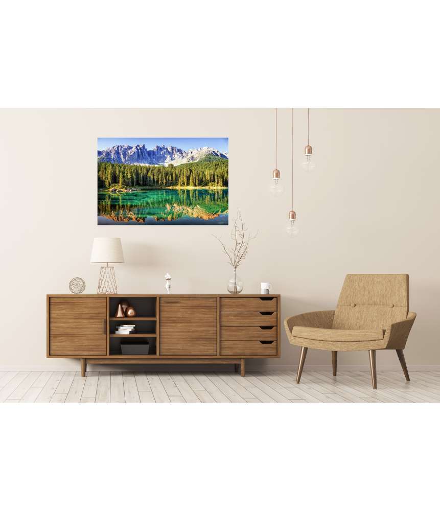 Islandburner Premium Poster Blick auf den malerischen Karersee in den italienischen Dolomiten Tiefpreis