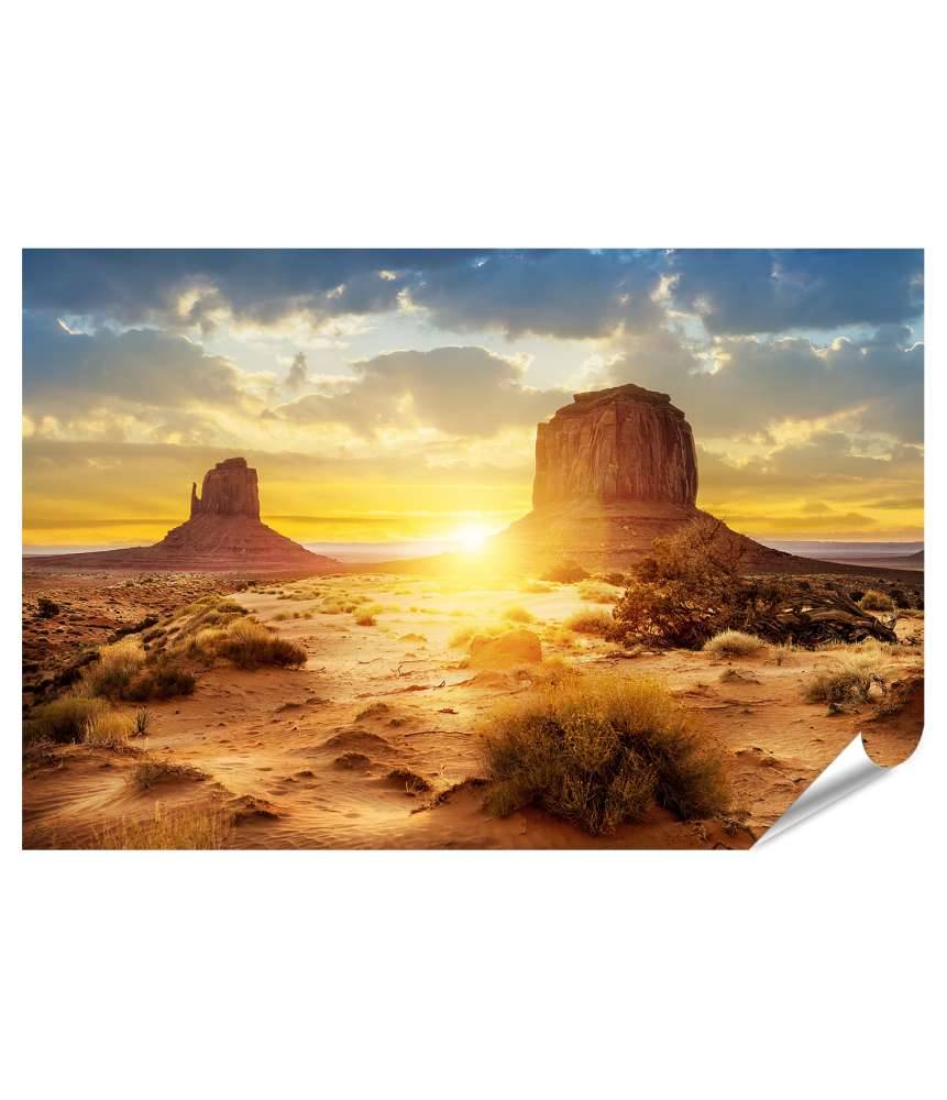 Islandburner Premium Poster Sonnenuntergang im Monument Valley mit Blick auf Three Sisters Canyon, USA
