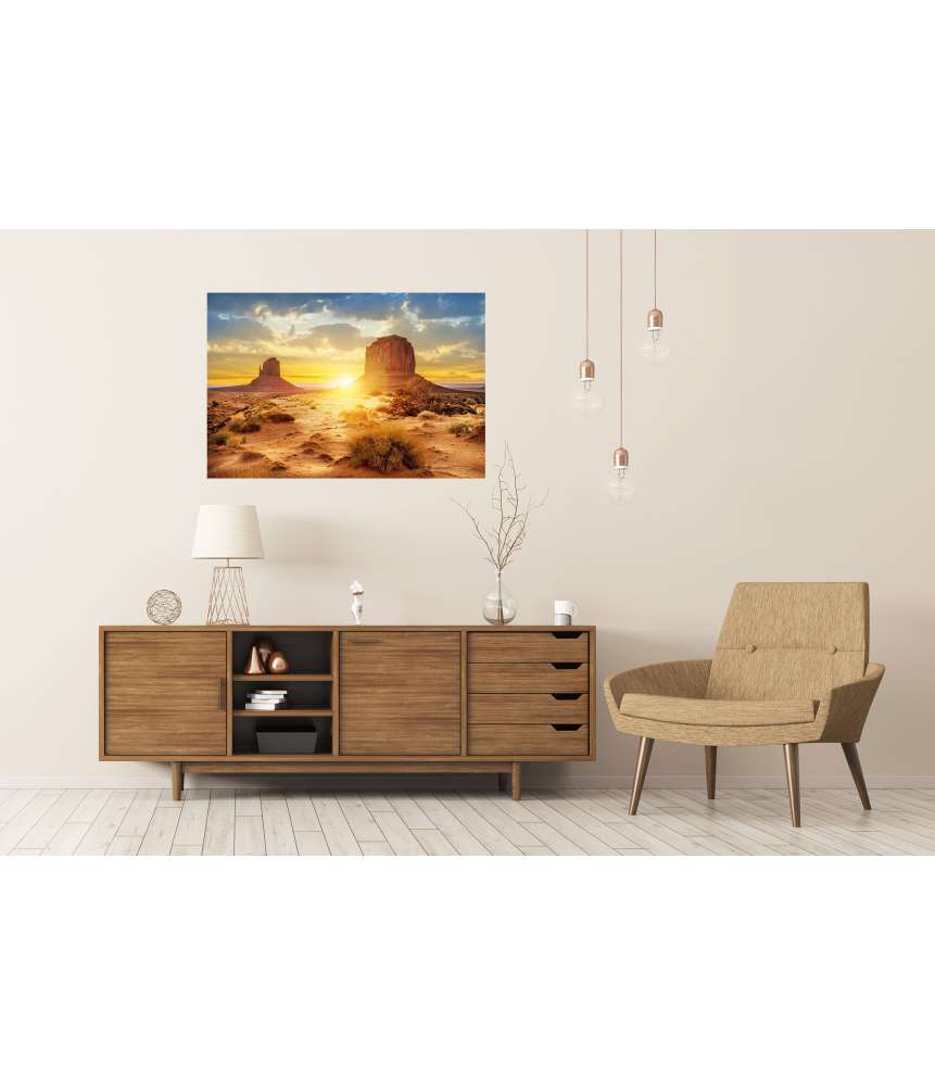 Islandburner Premium Poster Sonnenuntergang im Monument Valley mit Blick auf Three Sisters Canyon, USA Super Sparpreis