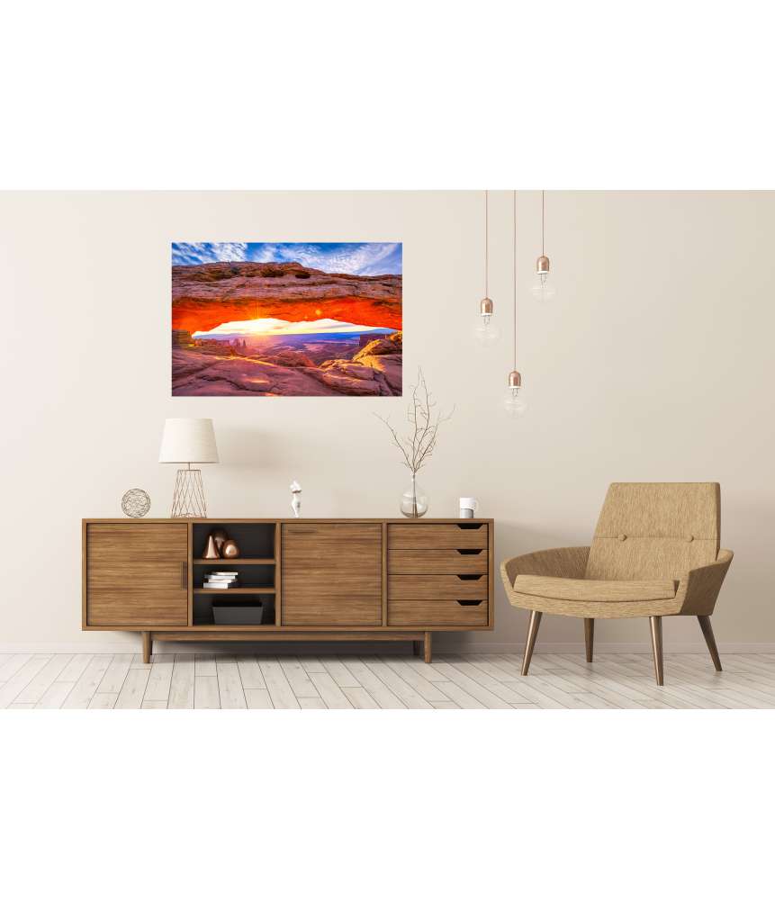 Islandburner Premium Poster Sonnenaufgang durch Mesa Arch im Canyonlands Nationalpark, USA Letzte 2 Tage