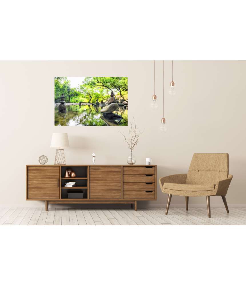 Islandburner Premium Poster Zen-Meditationslandschaft: Spirituelle Natur, Umweltbalance und Steinruhe Zeitbegrenzte Promotion
