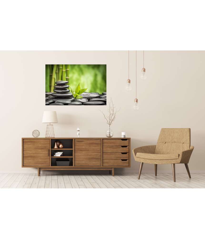 Islandburner Premium Poster Zen-Wandbild aus Basaltsteinen und Bambus Bis zu 65% Rabatt