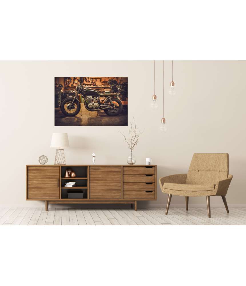 Islandburner Premium Poster Wandbild im Vintage-Stil mit Fat Boy Cafe Racer Motorrad Bis zu 55% Rabatt