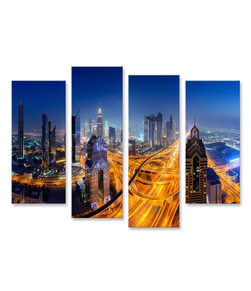 Islandburner Bild auf Leinwand Nächtlicher Panoramablick auf die Skyline von Dubai