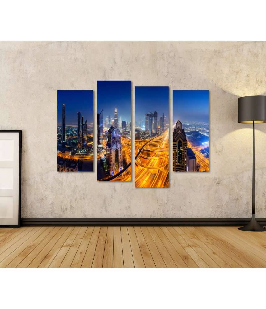 Islandburner Bild auf Leinwand Nächtlicher Panoramablick auf die Skyline von Dubai 2025