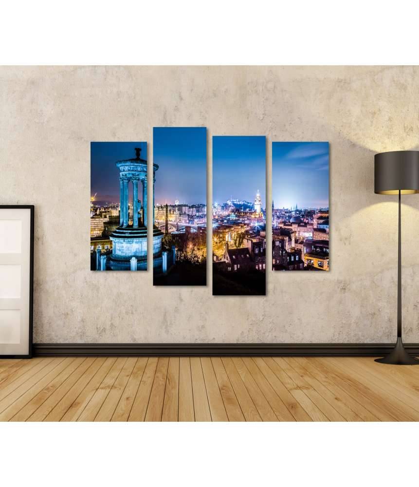 Islandburner Bild auf Leinwand Nächtliche Panoramaansicht von Edinburgh, Schottland, vom Calton Hill Auslauf