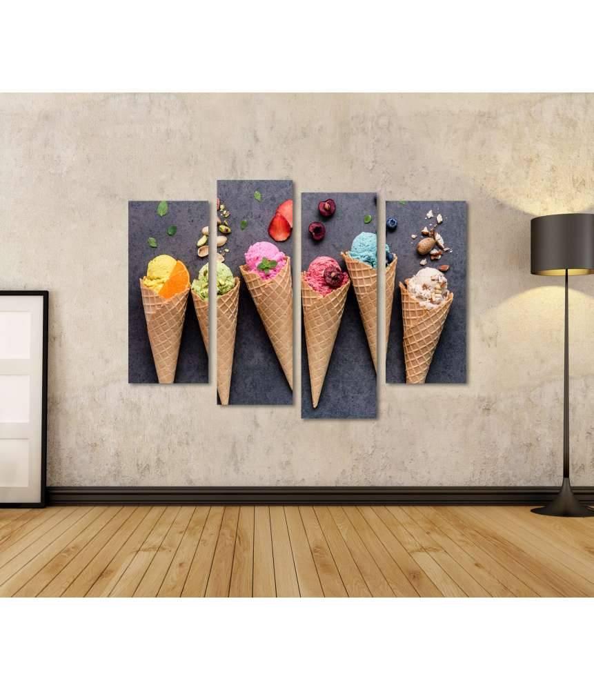 Islandburner Bild auf Leinwand Farbenfrohes Wandbild einer Eisdiele mit Heidelbeer- und Erdbeer-Eiscreme im Angebot