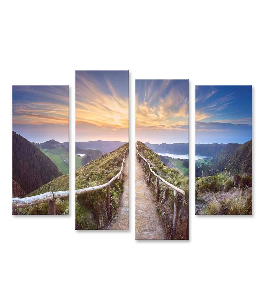 Islandburner Bild auf Leinwand Atemberaubende Ansicht eines Wanderweges in der Berglandschaft von Ponta Delgada, Azoren