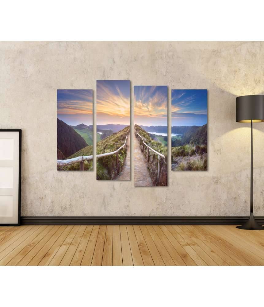 Islandburner Bild auf Leinwand Atemberaubende Ansicht eines Wanderweges in der Berglandschaft von Ponta Delgada, Azoren Günstiger Verkauf