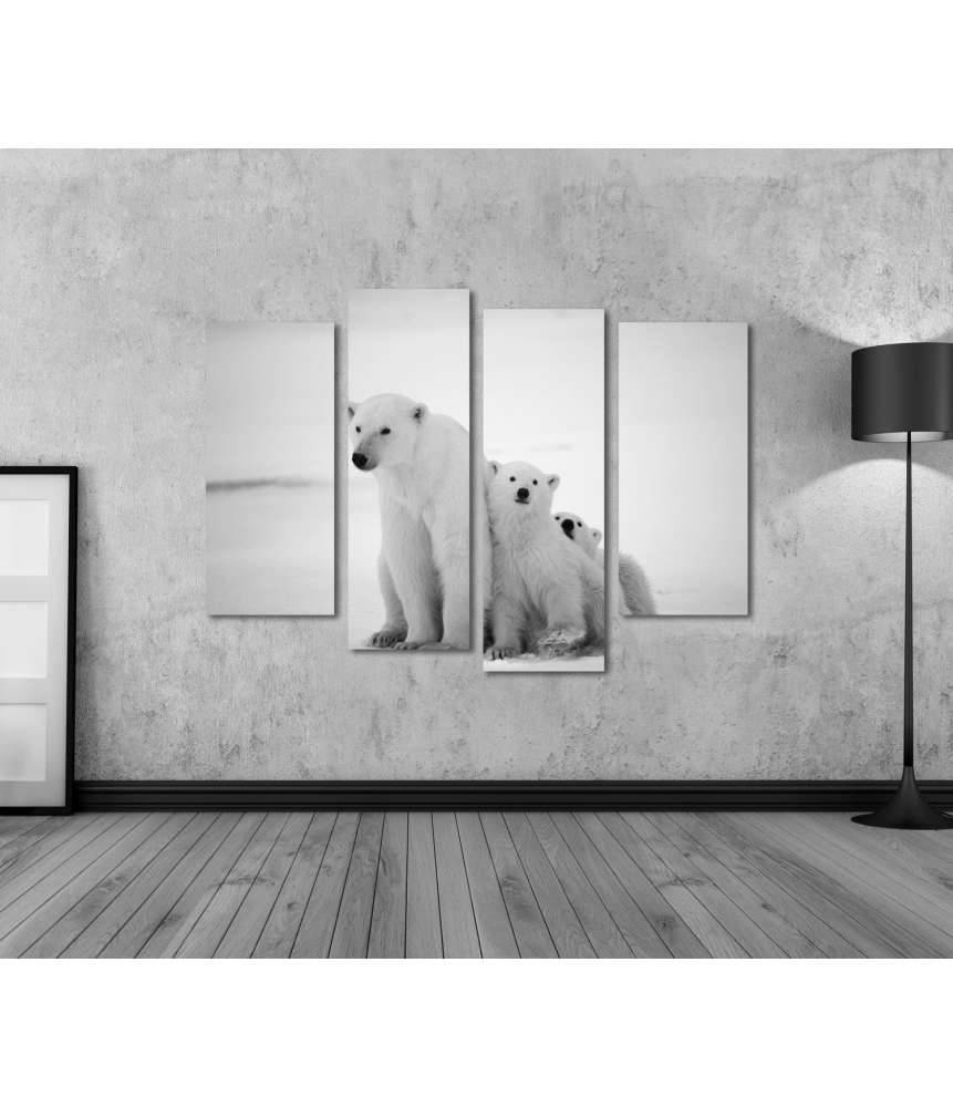 Islandburner Bild auf Leinwand Eisbär-Mutter mit Jungen in der eisigen Arktis - Polarbär Wandbild Limitierter Zeitrabatt