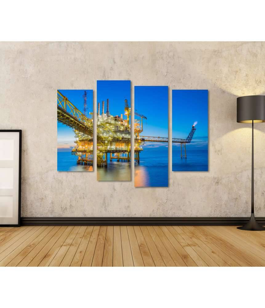 Islandburner Bild auf Leinwand Ölbohrplattform inmitten des weiten Meeres auf Wandbild dargestellt Fabrikpreis