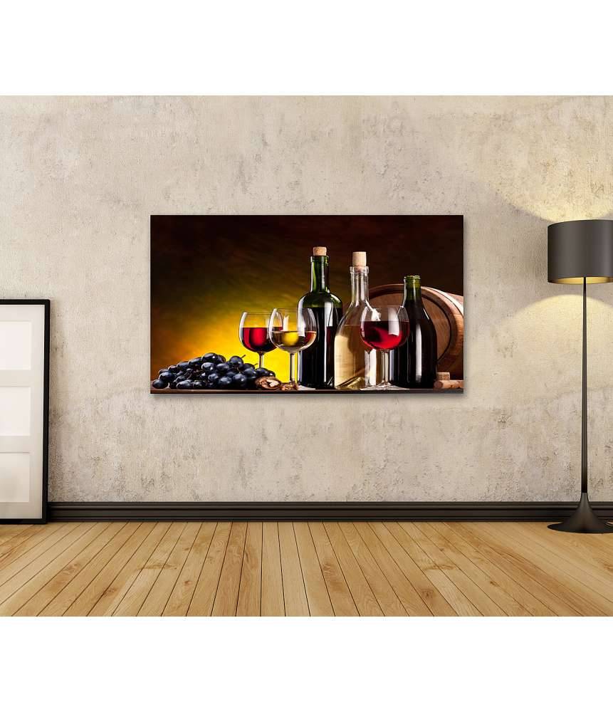 Islandburner Bild auf Leinwand Stillleben mit kunstvoll arrangierten Weinflaschen Vatertagsangebot