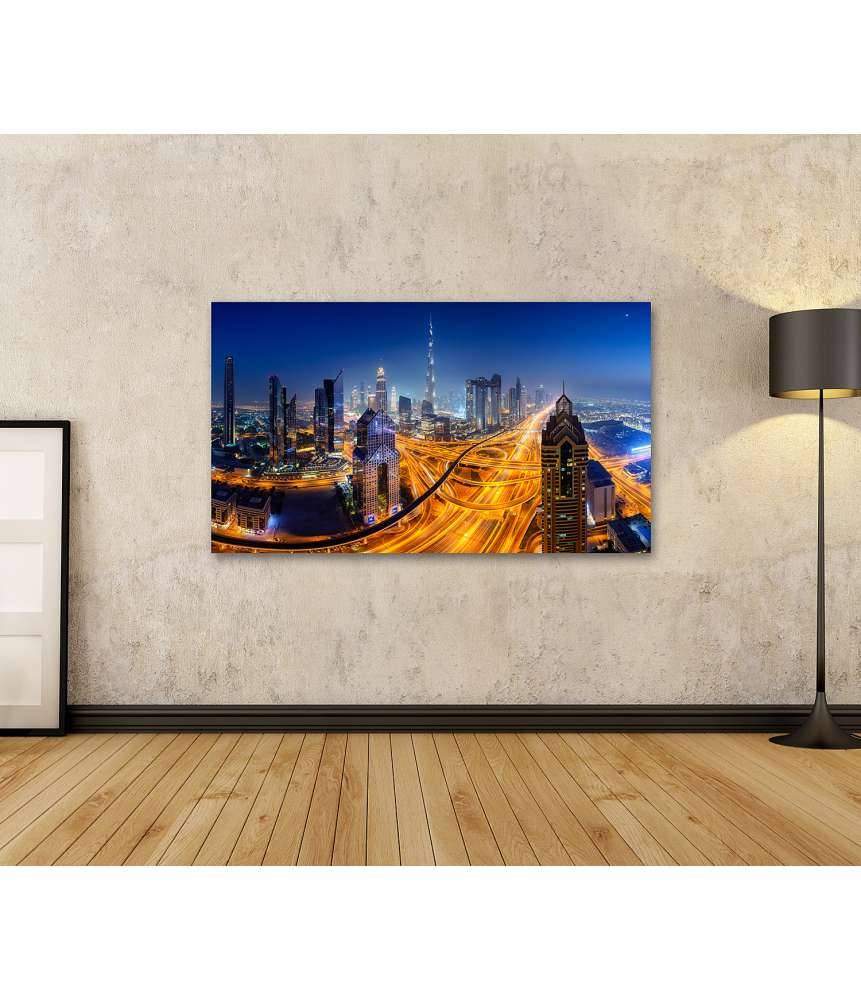 Islandburner Bild auf Leinwand Nächtlicher Panoramablick auf die Skyline von Dubai Lagerräumung