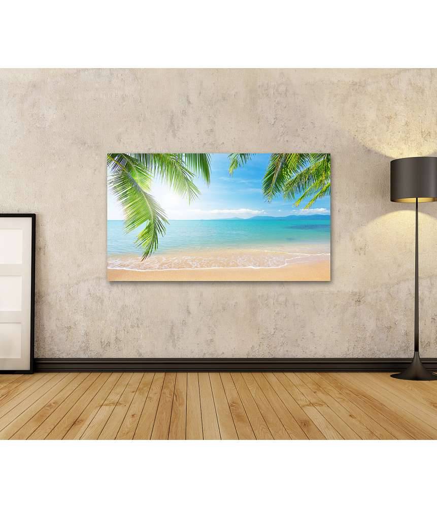 Islandburner Bild auf Leinwand Urlaubsfeeling mit Palmen und tropischem Strand Wandbild Sonderangebote