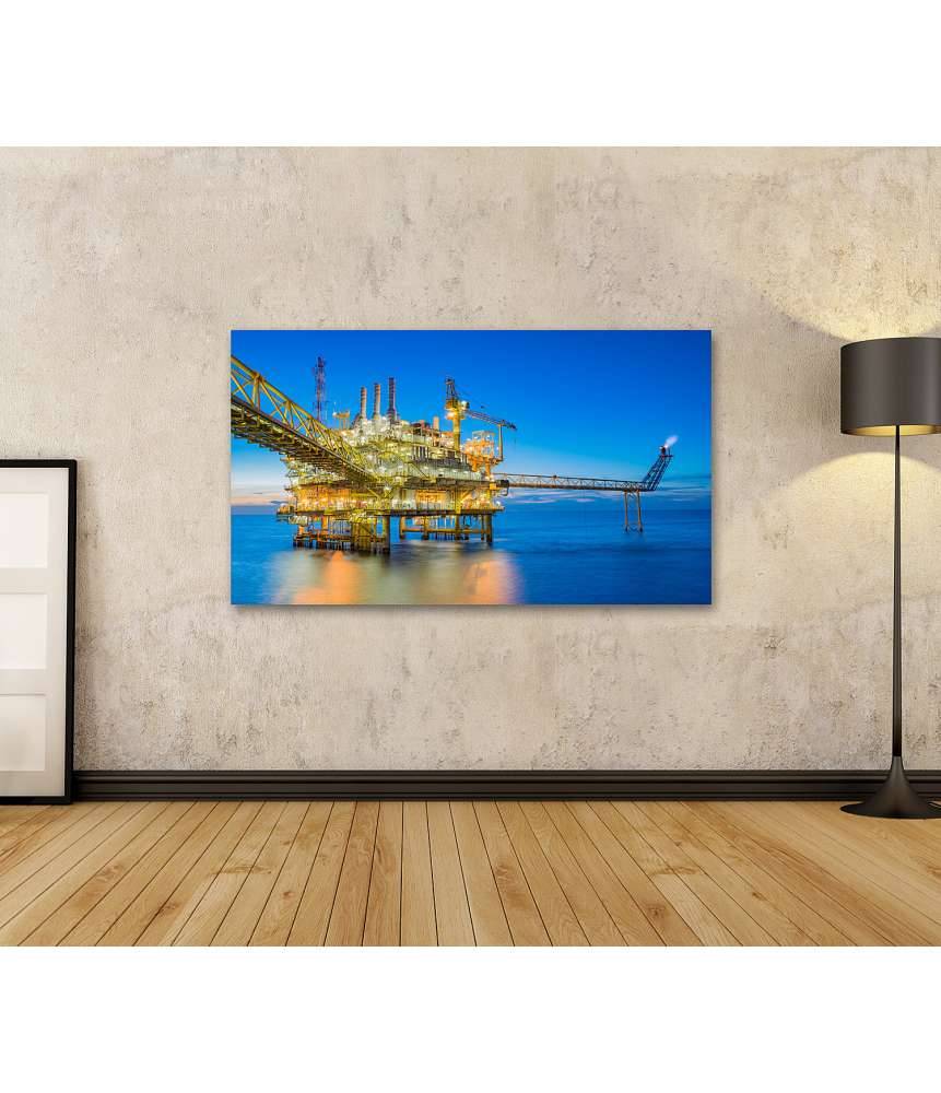 Islandburner Bild auf Leinwand Ölbohrplattform inmitten des weiten Meeres auf Wandbild dargestellt Riesige Ersparnisse