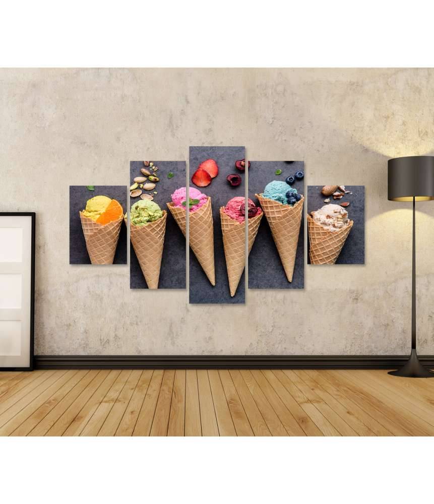 Islandburner Bild auf Leinwand Farbenfrohes Wandbild einer Eisdiele mit Heidelbeer- und Erdbeer-Eiscreme Sonderangebot der Fabrik