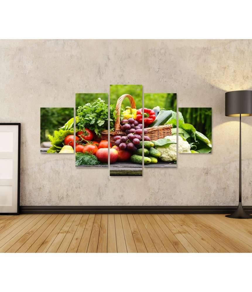 Islandburner Bild auf Leinwand Bio-Gemüse im Weidenkorb: Lebendiges Küchenwandbild Discount Store für neue Produkte