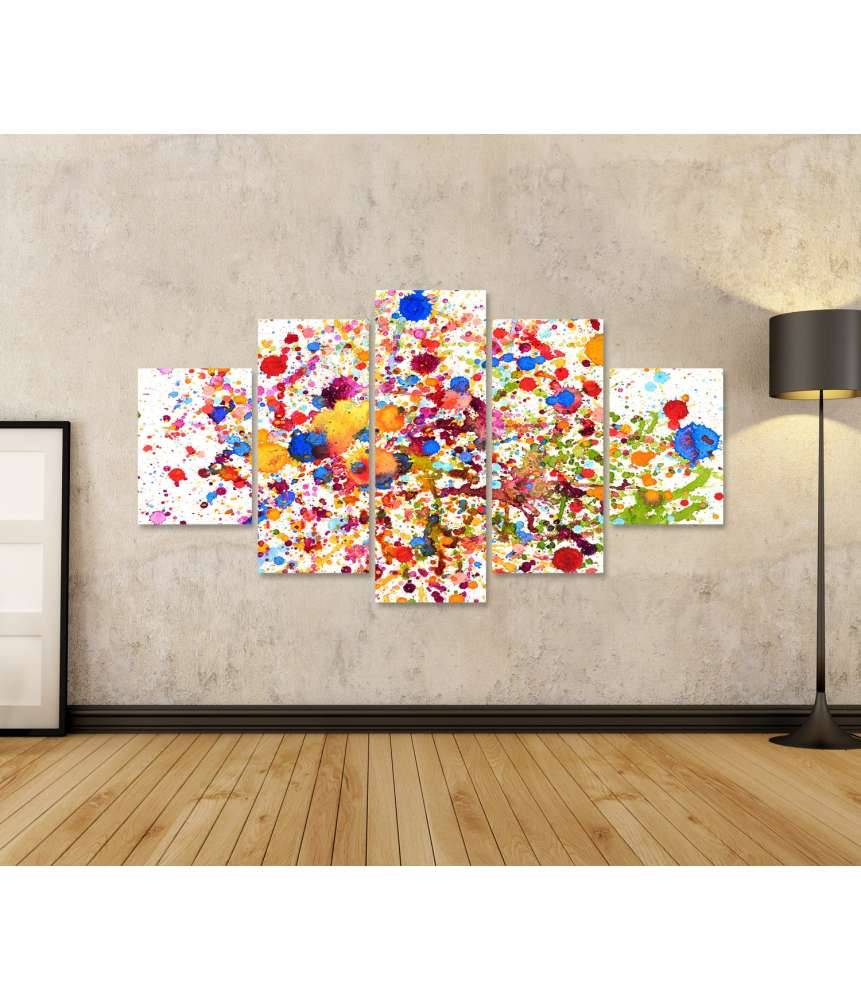 Islandburner Bild auf Leinwand Lebhaftes abstraktes Wandbild mit buntem Aquarell-Splash-Muster Super Rabatt