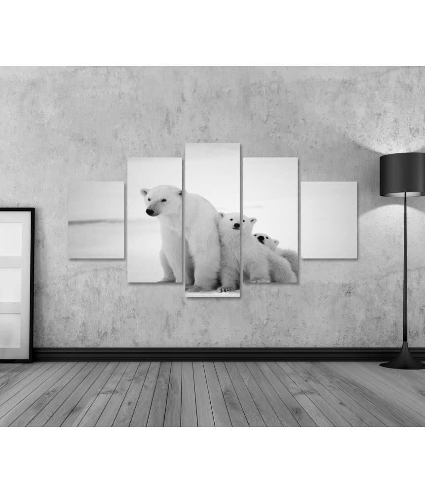 Islandburner Bild auf Leinwand Eisbär-Mutter mit Jungen in der eisigen Arktis - Polarbär Wandbild 50% Rabatt mit kostenlosem Versand