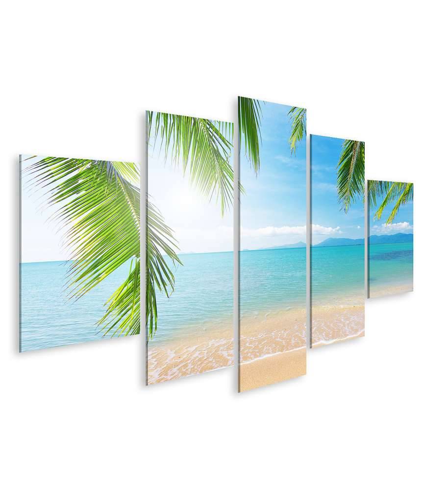 Islandburner Bild auf Leinwand Urlaubsfeeling mit Palmen und tropischem Strand Wandbild