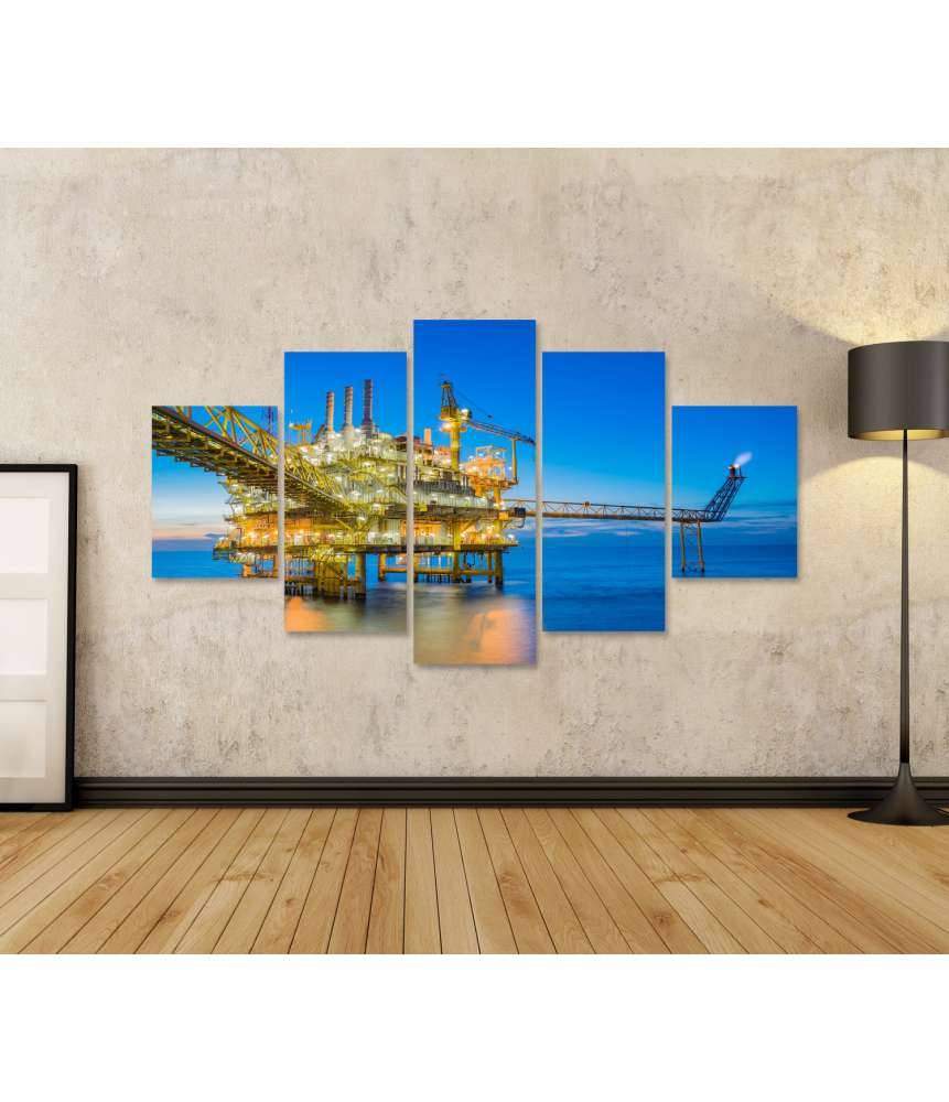 Islandburner Bild auf Leinwand Ölbohrplattform inmitten des weiten Meeres auf Wandbild dargestellt Kostenloser Versand international