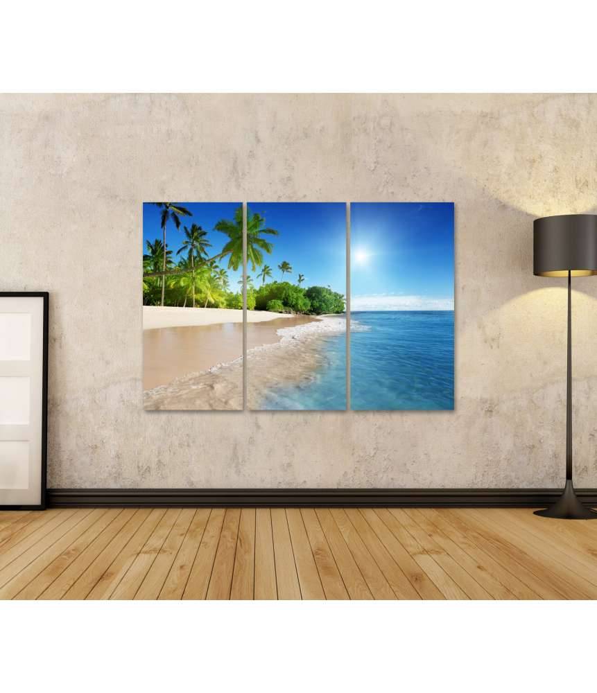 Islandburner Bild auf Leinwand Bild von einem idyllischen karibischen Meer mit hübschen Palmen Hotsell