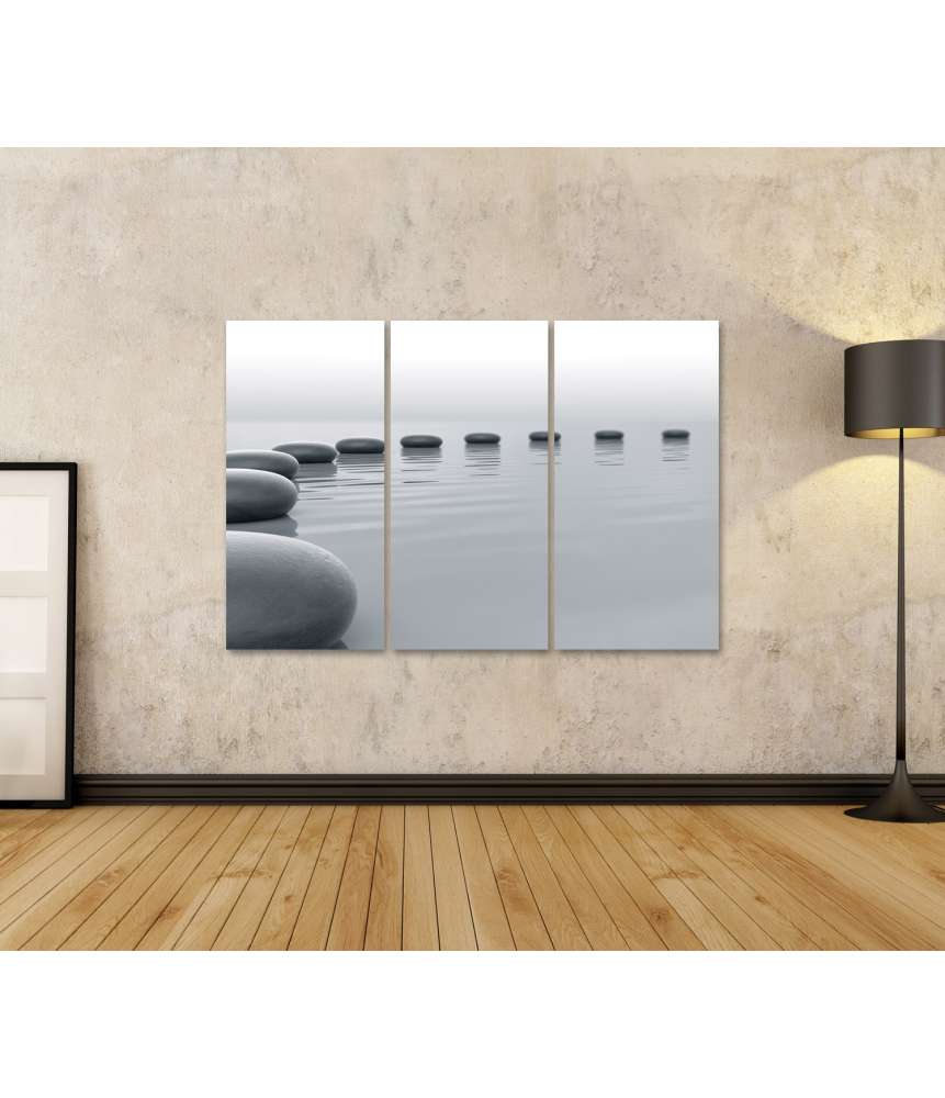 Islandburner Bild auf Leinwand Zen-Steine formen einen meditativen Kreis im Wasser - Spa-Wandbild im Angebot