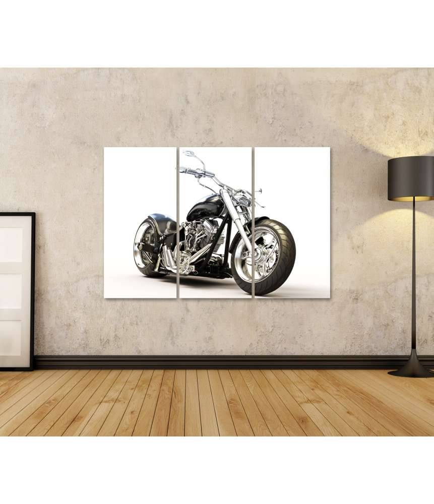 Islandburner Bild auf Leinwand Chopper-Motorrad auf reinweißem Hintergrund als Wandbild Günstig kaufen