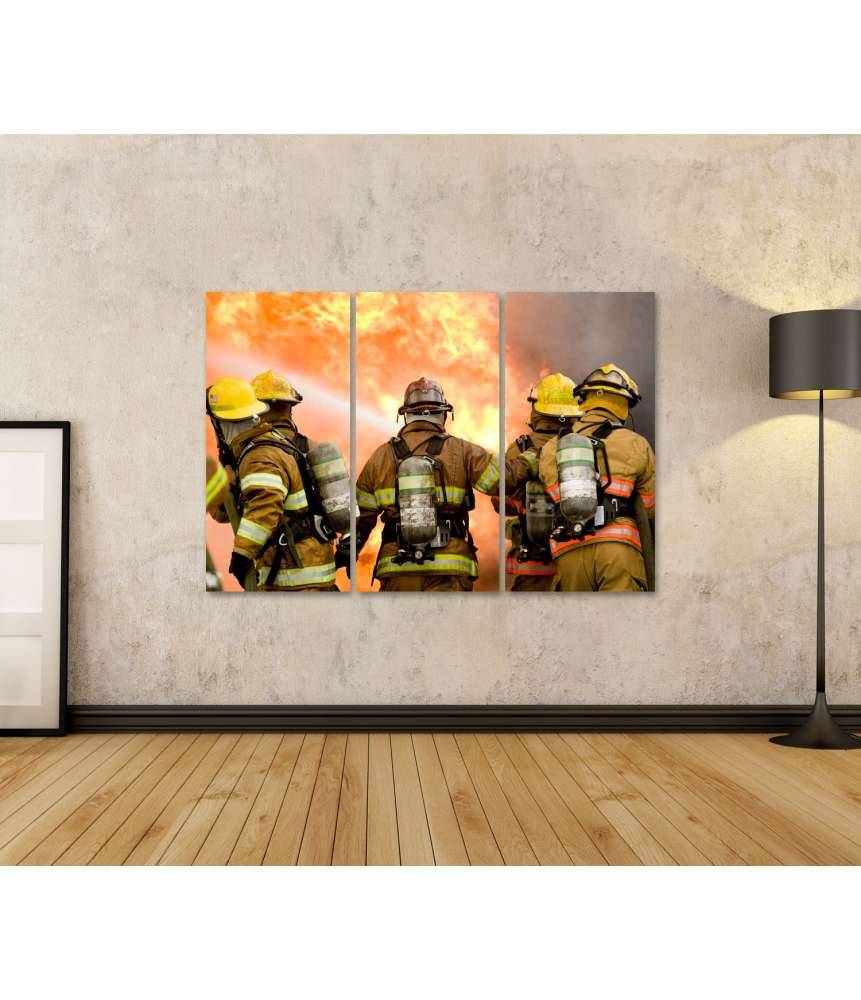 Islandburner Bild auf Leinwand Dynamisches Wandbild von Feuerwehrleuten in Aktion Großer Ausverkauf