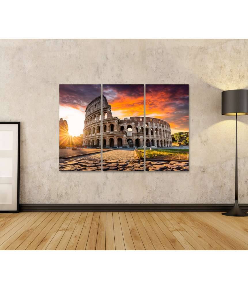 Islandburner Bild auf Leinwand Sonnenaufgang über dem Kolosseum in Rom, Italien - Sommerurlaubszene Exklusivangebot