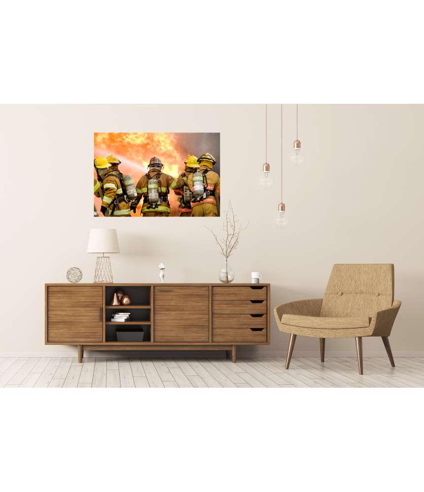 Islandburner XXL Premium Poster Dynamisches Wandbild von Feuerwehrleuten in Aktion Muttertagsangebot