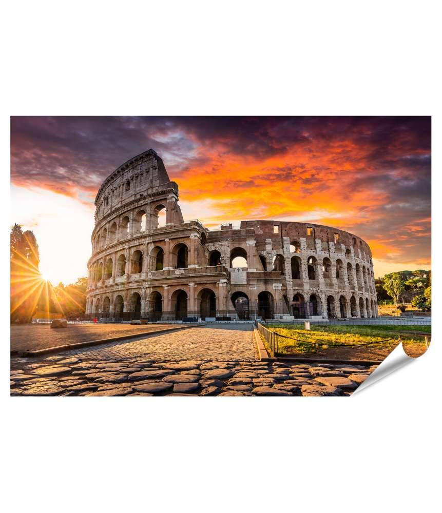 Islandburner XXL Premium Poster Sonnenaufgang über dem Kolosseum in Rom, Italien - Sommerurlaubszene