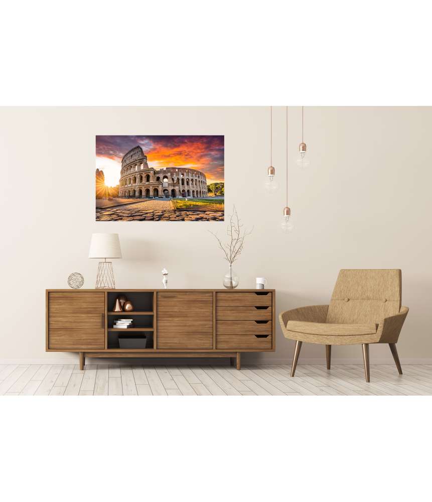 Islandburner XXL Premium Poster Sonnenaufgang über dem Kolosseum in Rom, Italien - Sommerurlaubszene Heißer Verkauf