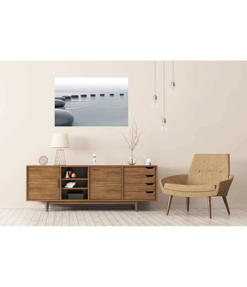 Islandburner XXL Premium Poster Zen-Steine formen einen meditativen Kreis im Wasser - Spa-Wandbild Super Sparpreis