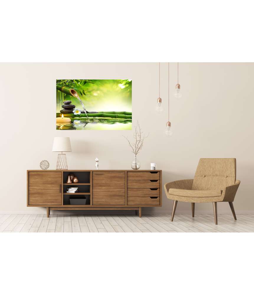 Islandburner XXL Premium Poster Zen-Garten mit fließendem Wasser und harmonisch arrangierten Spa-Steinen Kostenlose Rückgabe