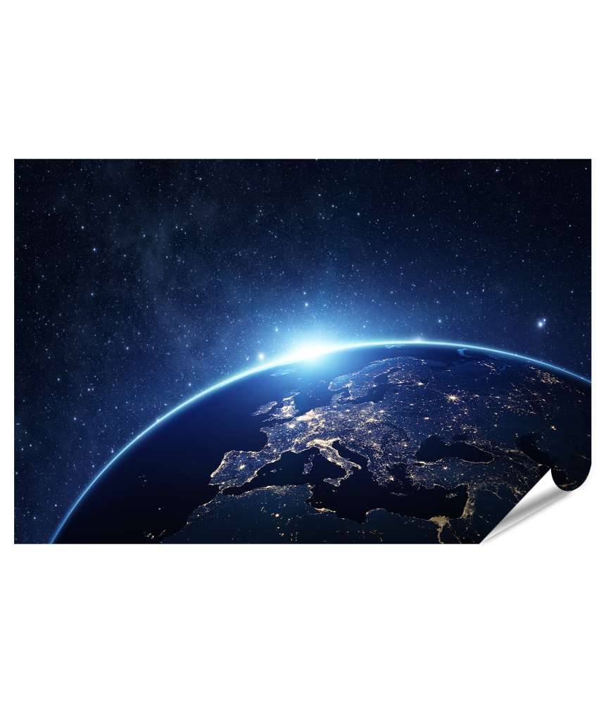 Islandburner XXL Premium Poster Nächtliche Ansicht der Erde vom Weltraum aus auf dem Wandbild Letzte 3 Tage