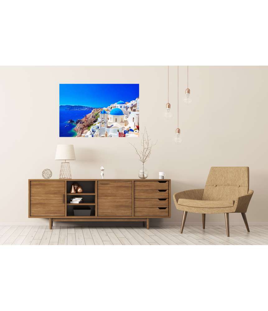 Islandburner XXL Premium Poster Blaue Kuppeln von Oia, einer Stadt auf der griechischen Insel Santorini Letzte 2 Tage