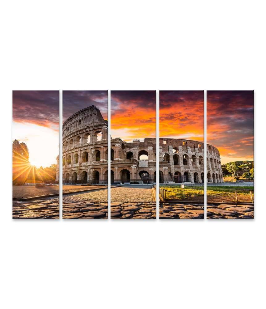 Islandburner Bild auf Leinwand Sonnenaufgang über dem Kolosseum in Rom, Italien - Sommerurlaubszene Nur noch ein Tag übrig