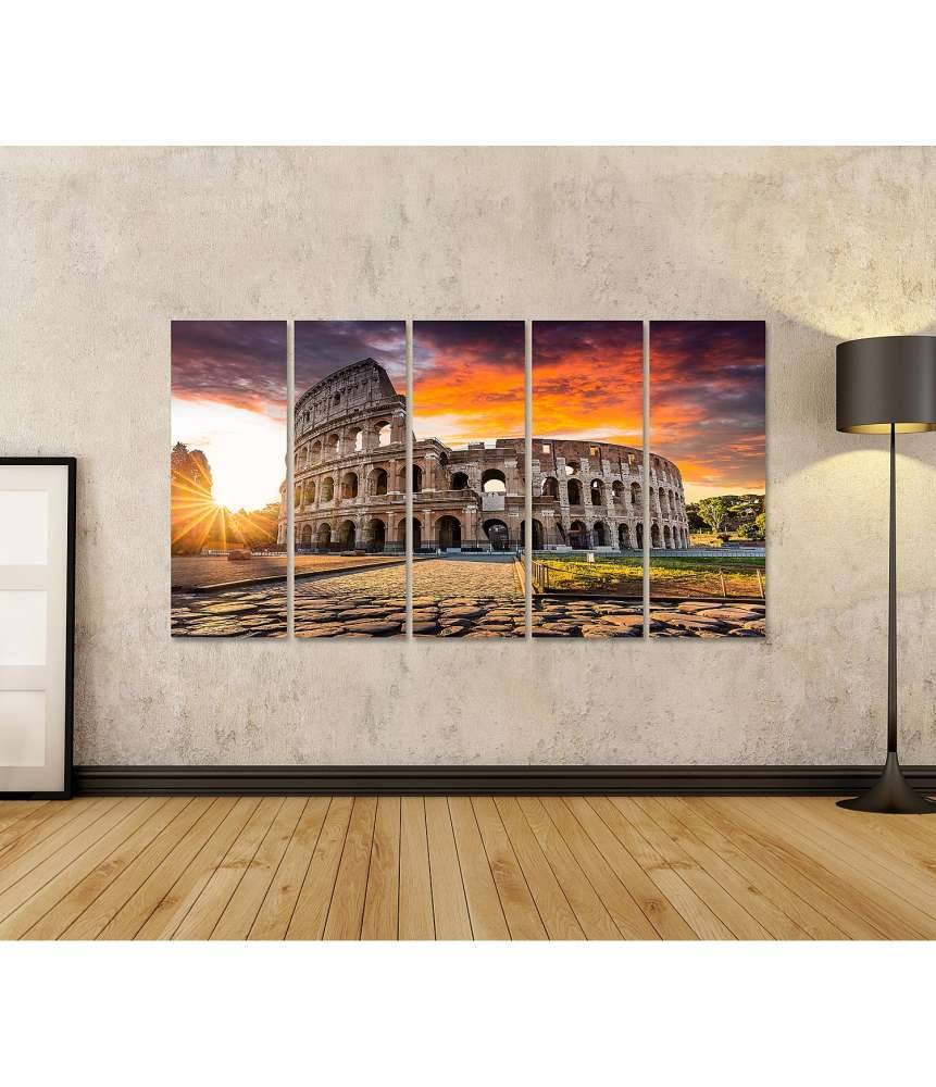 Islandburner Bild auf Leinwand Sonnenaufgang über dem Kolosseum in Rom, Italien - Sommerurlaubszene Nur noch ein Tag übrig