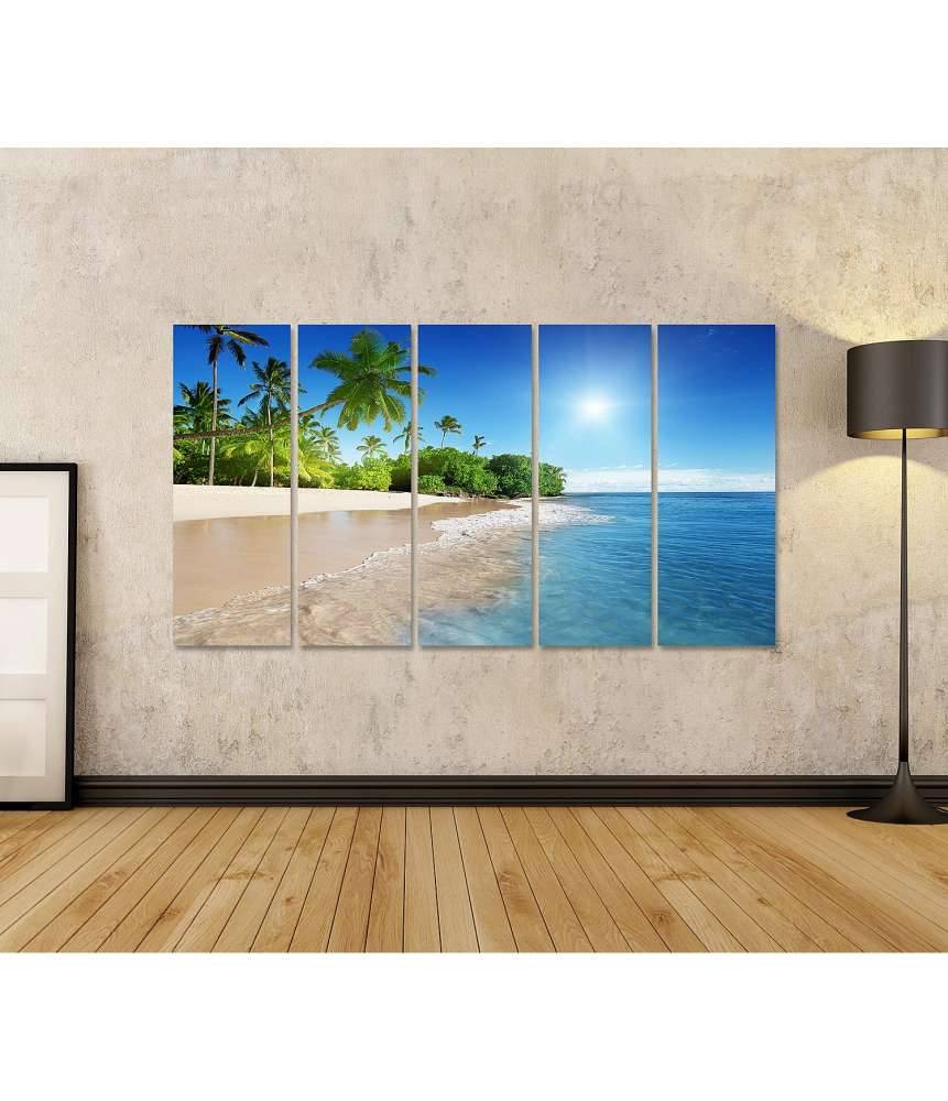 Islandburner Bild auf Leinwand Bild von einem idyllischen karibischen Meer mit hübschen Palmen Verkauf