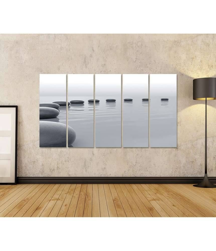 Islandburner Bild auf Leinwand Zen-Steine formen einen meditativen Kreis im Wasser - Spa-Wandbild Angebote